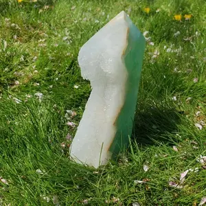 Sugar Green Fluorite XL Tower for Growth Healing Emotional Wounds Creativity Heart Chakra Alignment 6.88 H 3.5 W 1.25 D