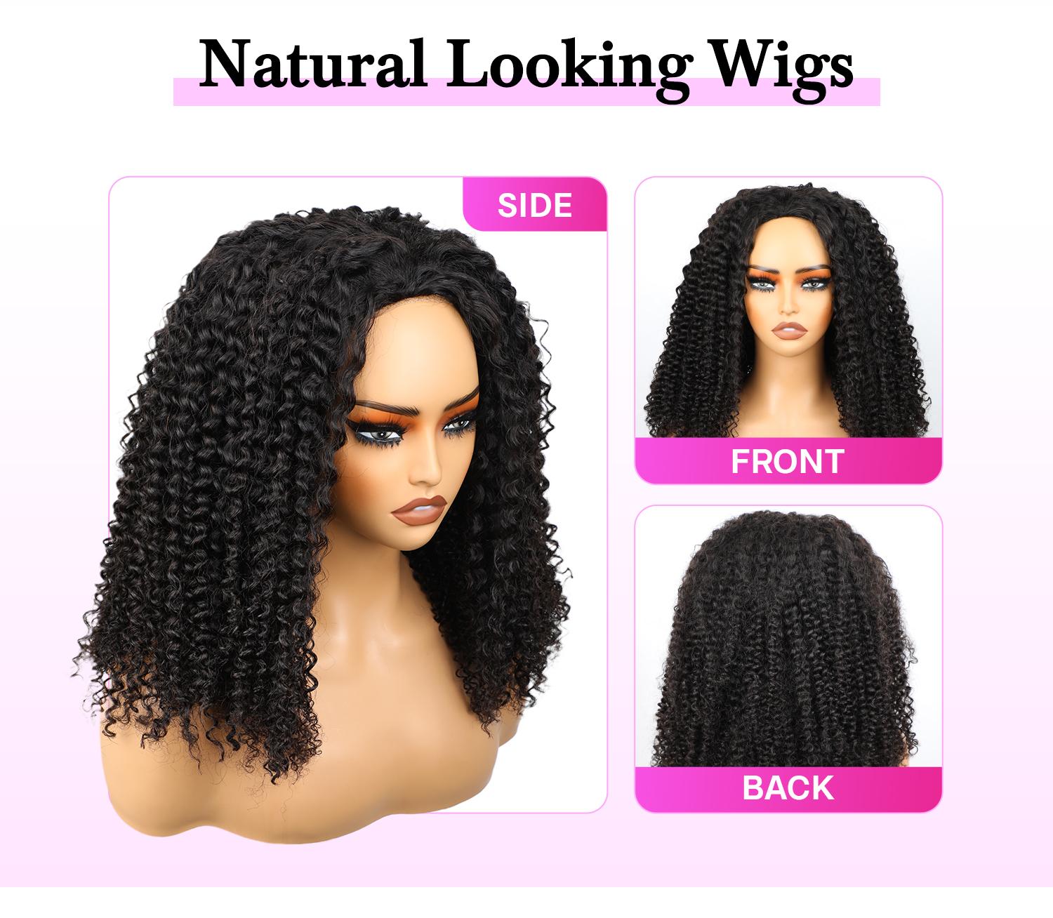 Vshow Afro Curly Hair 3 in 1 Half Wigs With Curly Edge Flip Over Curly Human Hair Wigs For Beginners 250% Density Glueless Pull And Go Drawstring Half Wig Vshow Afro Curly Hair 3 in 1 Half Wigs With Curly Edge Flip Over Curly Human Hair Wigs For Beginners 250% Density Glueless Pull And Go Drawstring Half Wig