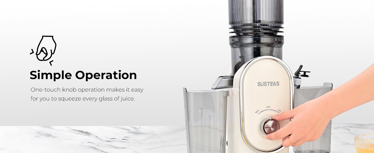 SUSTEAS Juicer Machines, Cold Press Juicer with 5.3'' Large Feed, Slow Masticating Machines Chute Fit Whole Vegetable And Fruit, High Juice Yield Juicer Easy to Clean