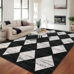 Modern Farmhouse Style Diamond Pattern Rug Foldable Interior Decor Rug Super Soft Faux Wool Hallway Rug Washable Area Rug for Bedrooms Dining Rooms Entryways Bathrooms Living Rooms and Offices