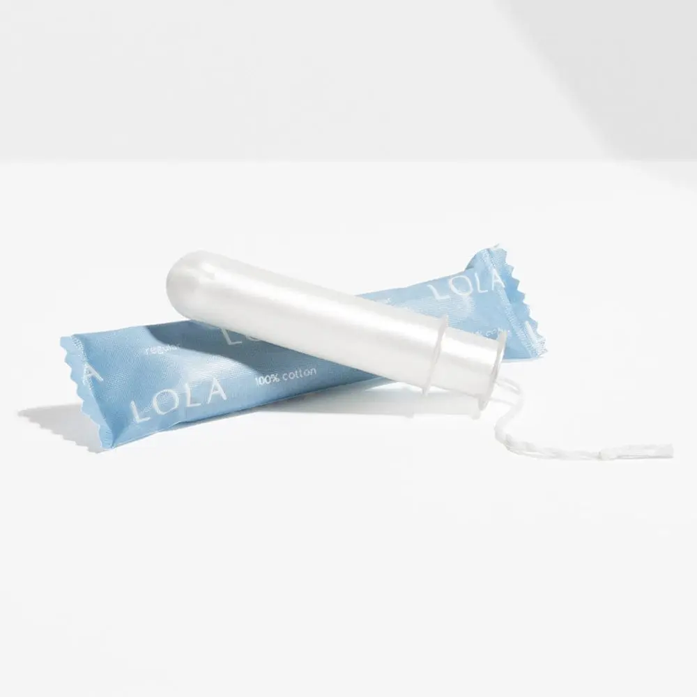 LOLA Regular Organic Cotton Tampons 16ct | 360-Degree Leak Protection | BPA-Free Plastic Applicator | HSA FSA Approved | 100% Natural Absorbent Cotton | Period Care