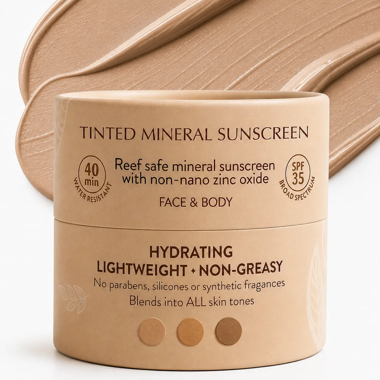Tinted Mineral Sunscreen SPF 35 - Natural Sunscreen for Face & Body with Non-Nano Zinc Oxide | Reef Safe | Water Resistant | UVA/UVB Sun Protection | Lightweight and Non-Greasy