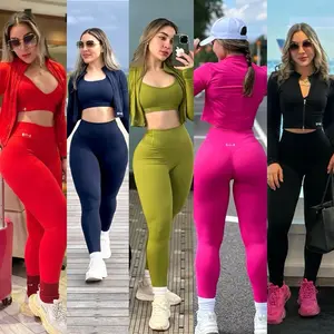 Set de 3 piezas Leggings + top + crop top deportivo fitness sport active women