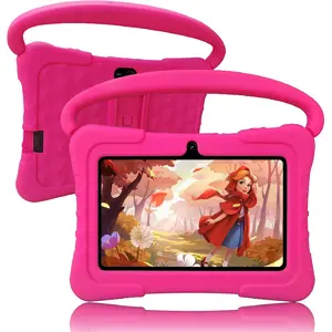 Valentine's Day 7 inch Tablet Android with Shockproof Case,1GB RAM 32GB ROM,Wi-Fi, GMS, Parental Control, Dual Camera, Tablet with BT, Educational, Games(Pink)