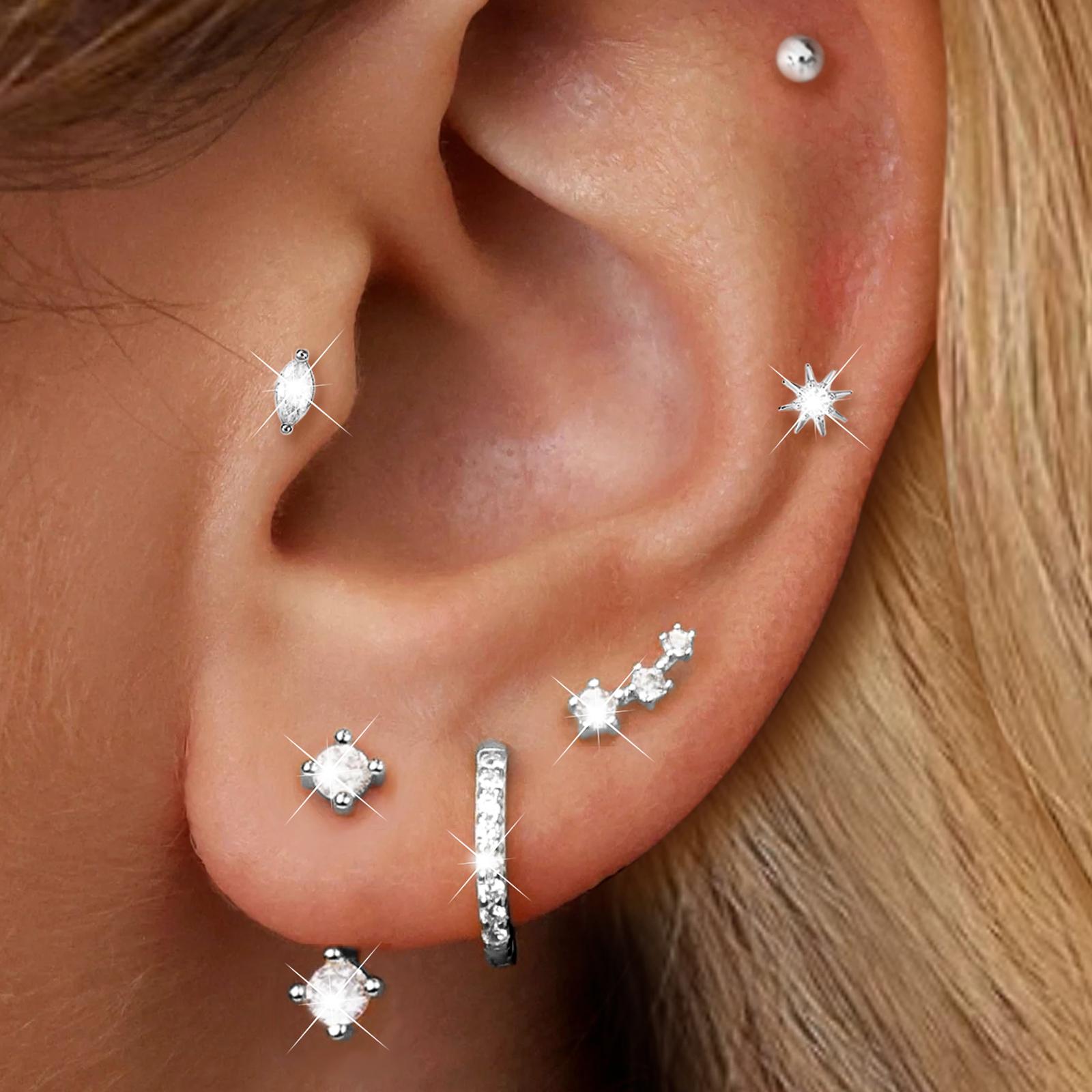 17KM 12Pcs 14K Gold Plated Stud Earrings ,Hypoallergenic Dainty Stackable Jewelry for Women’s Multi-Piercing,Perfect for Gifting