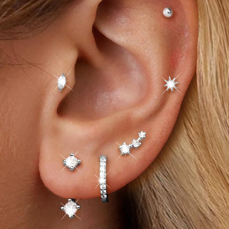 17KM 12Pcs 14K Gold Plated Stud Earrings ,Hypoallergenic Dainty Stackable Jewelry for Women’s Multi-Piercing,Perfect for Gifting