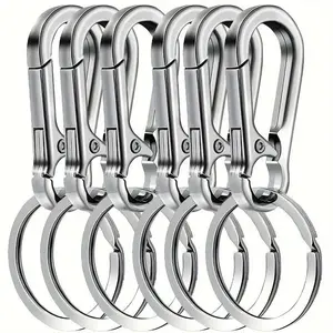 Set of 6 Metal Clip Key Rings, Detachable Key Rings, Metal Keychains, Carabiner Key Ring Clips, Universal for Both Men And Women.