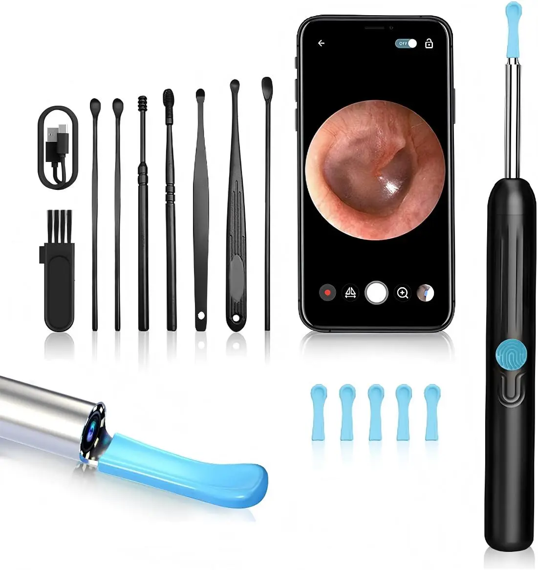 Ear Wax Removal, Ear Cleaner with Camera with 1080P, Ear Wax Removal Tool with 6 LED Light, Ear Wax Removal Kit with 8 Ear Pick, Ear Camera for iPhone, iPad, Android Phones,back to school,back to school haul