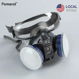 Greenish Reusable Full Face Respirator Set with Safety Goggles – Pomerol 11-in-1 / 16-in-1 Gas Mask with Dual Filter Cartridges – Anti-Dust, Anti-Virus, Anti-Toxic Protection for Painting, Sanding, Construction, Cutting & DIY Work