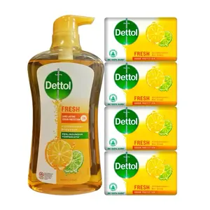 Dettol Fresh Body Wash & Soap - 900g Body Wash & 4 Soap 100g