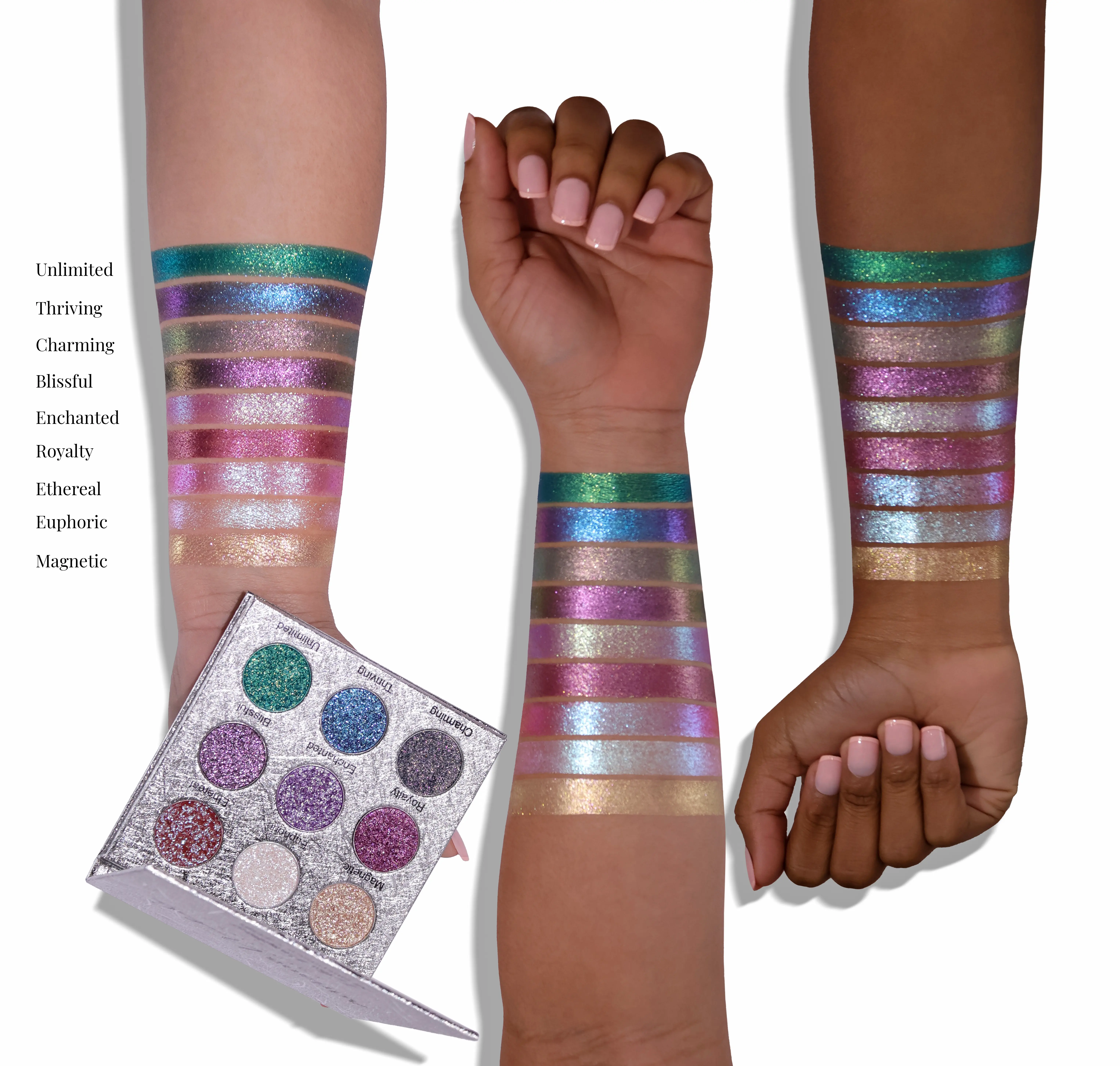 I Am Everything 9 Pan Eyeshadow Palette by Adriana Nichole Cosmetics, Duochrome & Matte Glitter Daily Iridescent Eye Makeup