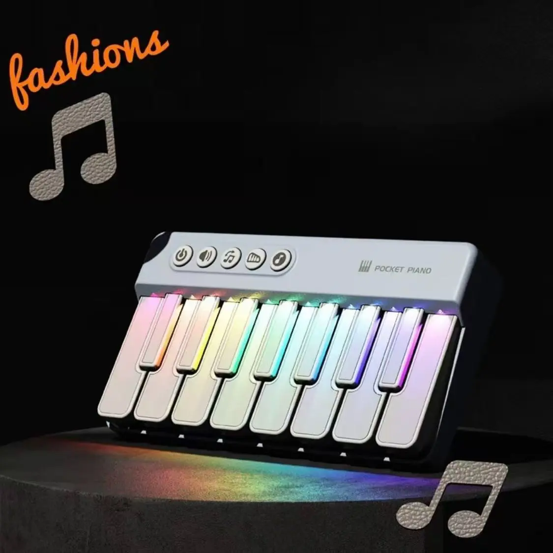 Mini Electronic Pocket Piano, Portable Handheld Keyboard, Digital Piano, Lighted Piano, No External Power Needed, Multi-Color, Cool Lights, Parent-Child Interaction Toy