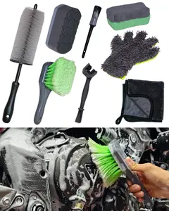 8-Piece Motorcycle Cleaning Kit – Professional, Safe for Chrome/Engine/Tires, Includes Hard-to-Reach Brush, Microfiber Mitt, Detailing Tools, Drying Towel, and Wax Applicators