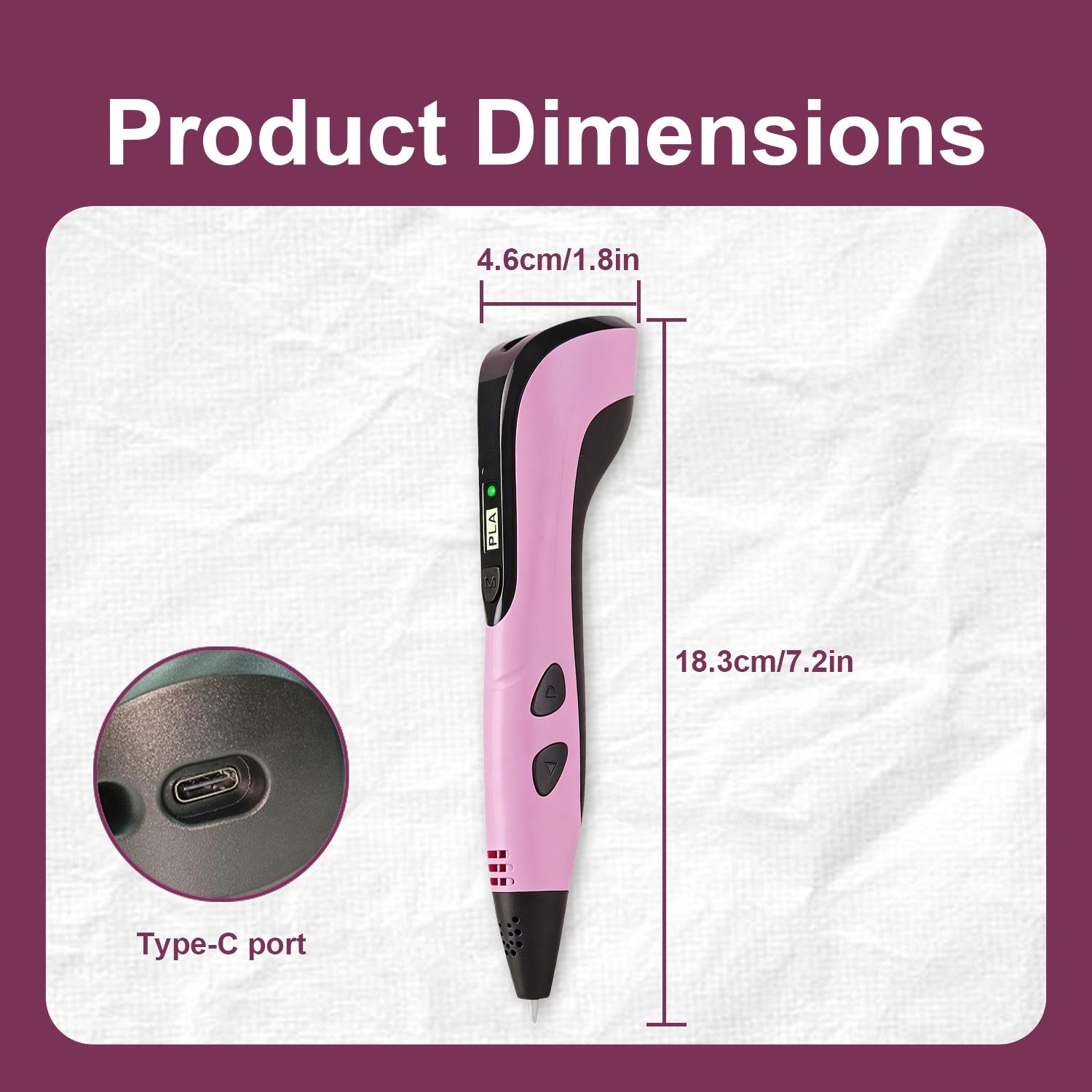 3D Printing Pen Set, Includes 3D Pen, 3 Starter Colors of PLA Filament, Creative DIY Gift for Kids and Children, Ideal for Birthday and Christmas Presents