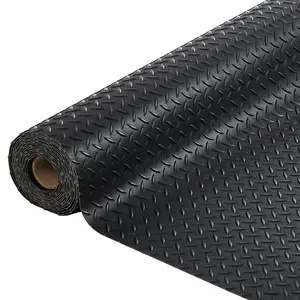 Garvee 7.5 x 22 ft Garage Floor Mat, 2.8 mm Thickened Flooring Roll Diamond Plate PVC Rubber Trailer Mat, Non-Slip Floor Protector Mat for Garage, Warehouse, Gyms, Trailer, SUV