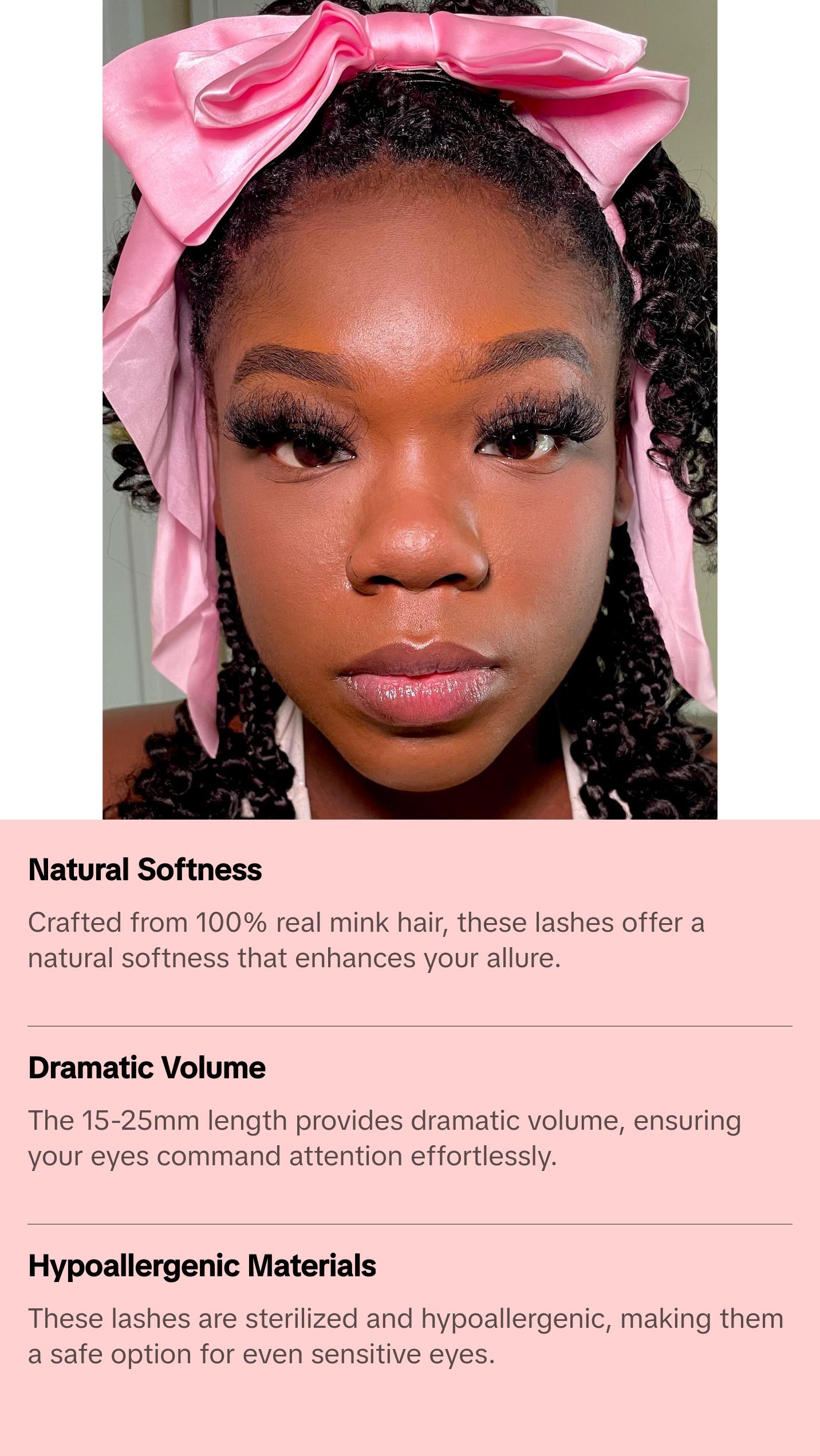 Enchanted Fluffy Mink EyeLash - 15-25mm Soft Cotton Band Lashes in Reusable Hard Case