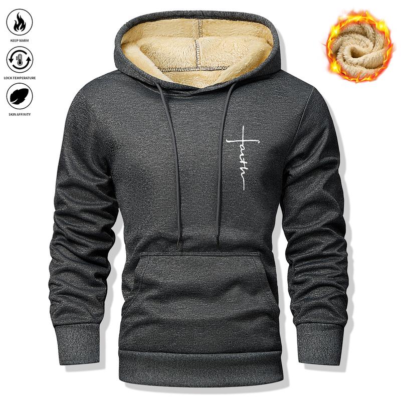 Men's casual hooded sweatshirt, fleece-lined and thick for warmth, suitable for casual wear and outdoor sports such as fitness and running, men's hooded sweatshirt, men's top