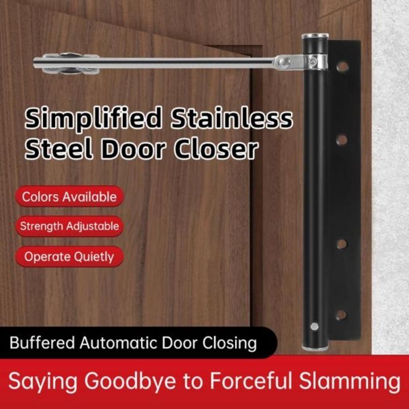 Automatic door closing tool, suitable for doors weighing up to 50 kg, 150° opening angle, spring-loaded self-closing hinges, adjustable locking speed, stainless steel soft-closing top catch, arm screw and wrench lock, easy to install door closer detail 5
