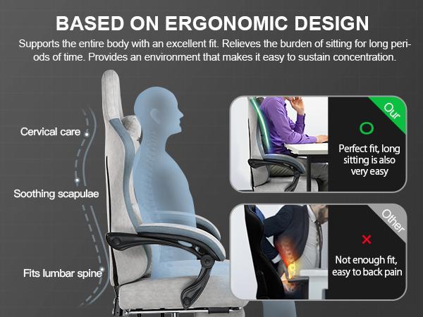 【2026 Promotion】GTPLAYER Gaming Chair, Technical Fabric Office Chair with Pocket Spring Cushion, Linkage Armrests and Footrest, High Back Ergonomic Chair, Adjustable Comfortable Modern