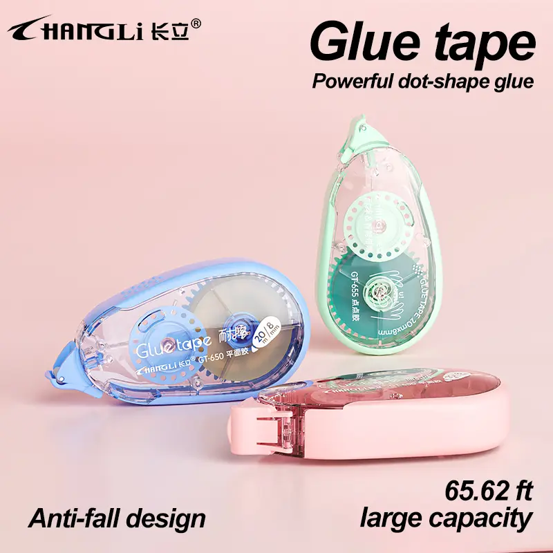Glue Tape for scrapbook, Double-sided tape - Large Capacity, 20m/65.62ft Length, 8mm/0.315 Inch Wide Adhesive Strip Reusable & Portable Office School Stationery for Journaling, Scrapbook, Kids Crafts.