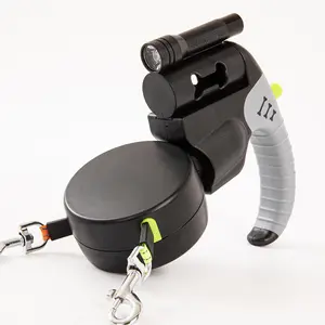 3-meter double LED extendable pet dog leash with lights Automatic Retractable Dual tangle free Leash  with Lock durable handle puppy essential