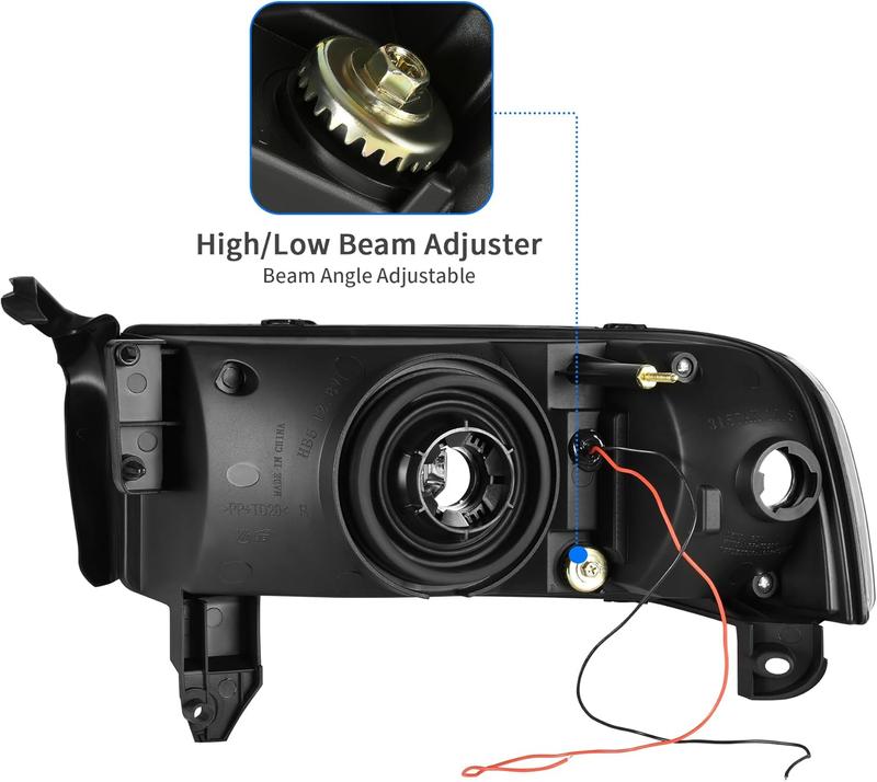 YITAMOTOR LED DRL Headlight Assembly Compatible with 1994-2001 Dodge Ram 1500/94-02 Dodge Ram 2500 3500 Replacement Headlamp Black Housing