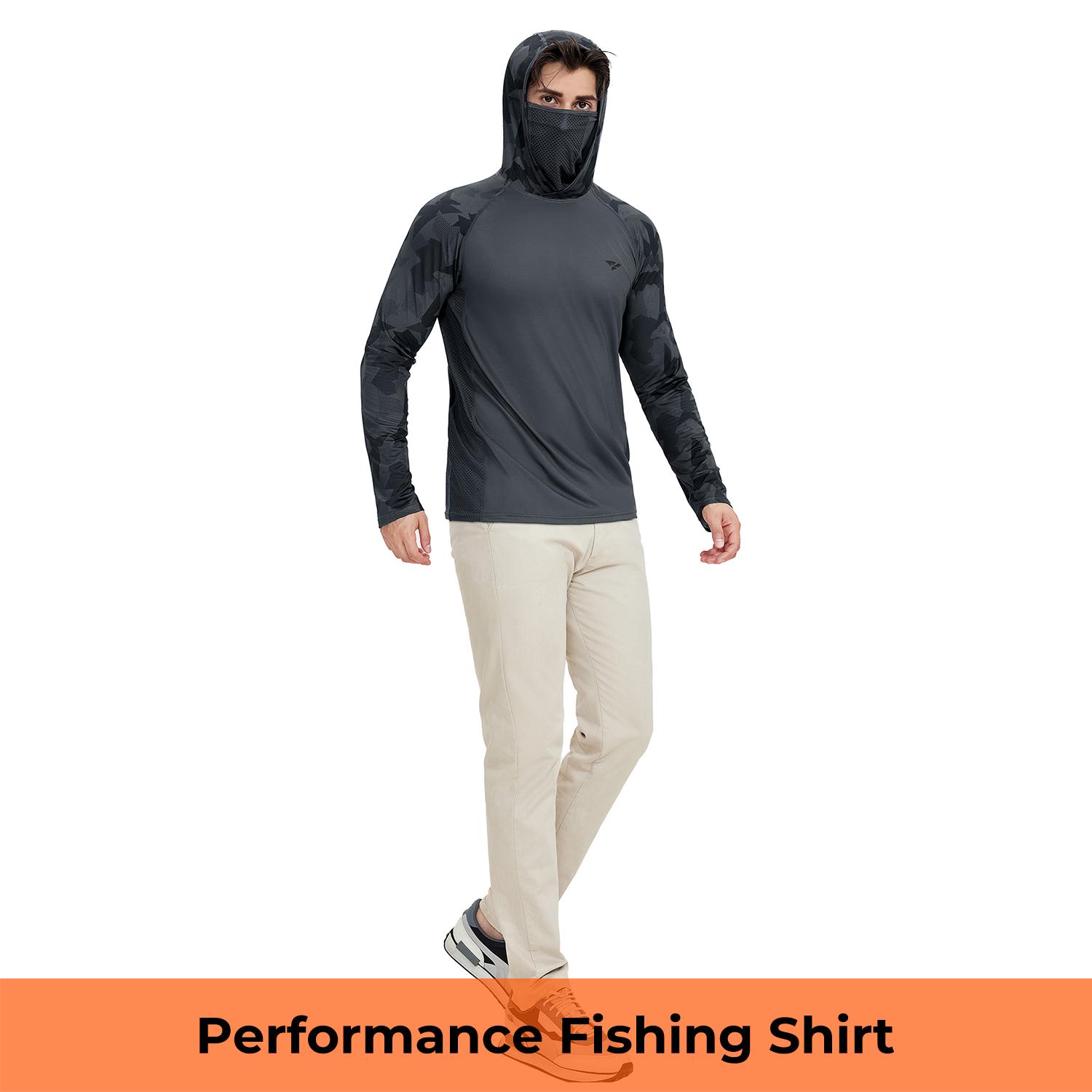 RODEEL 915 Sun Hoodie Shirts w/ Mask Neck Gaiter Men UPF 50+ UV Protection Long Sleeve Lightweight Quick Dry Moisture Wicking Breathable Cooling Athletic Activewear for Outdoor Fishing Boating Hiking Construction Roofing Framing Landscaping summervibes