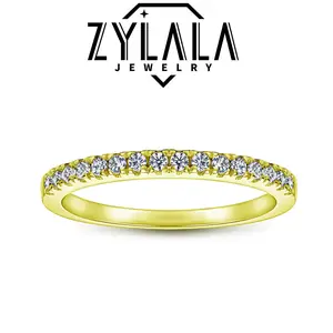 [260] Synthetic Moissanite Eternity Band Simple Style Sterling 925 Silver Ring Birthday Gift Casual Daily Wearing