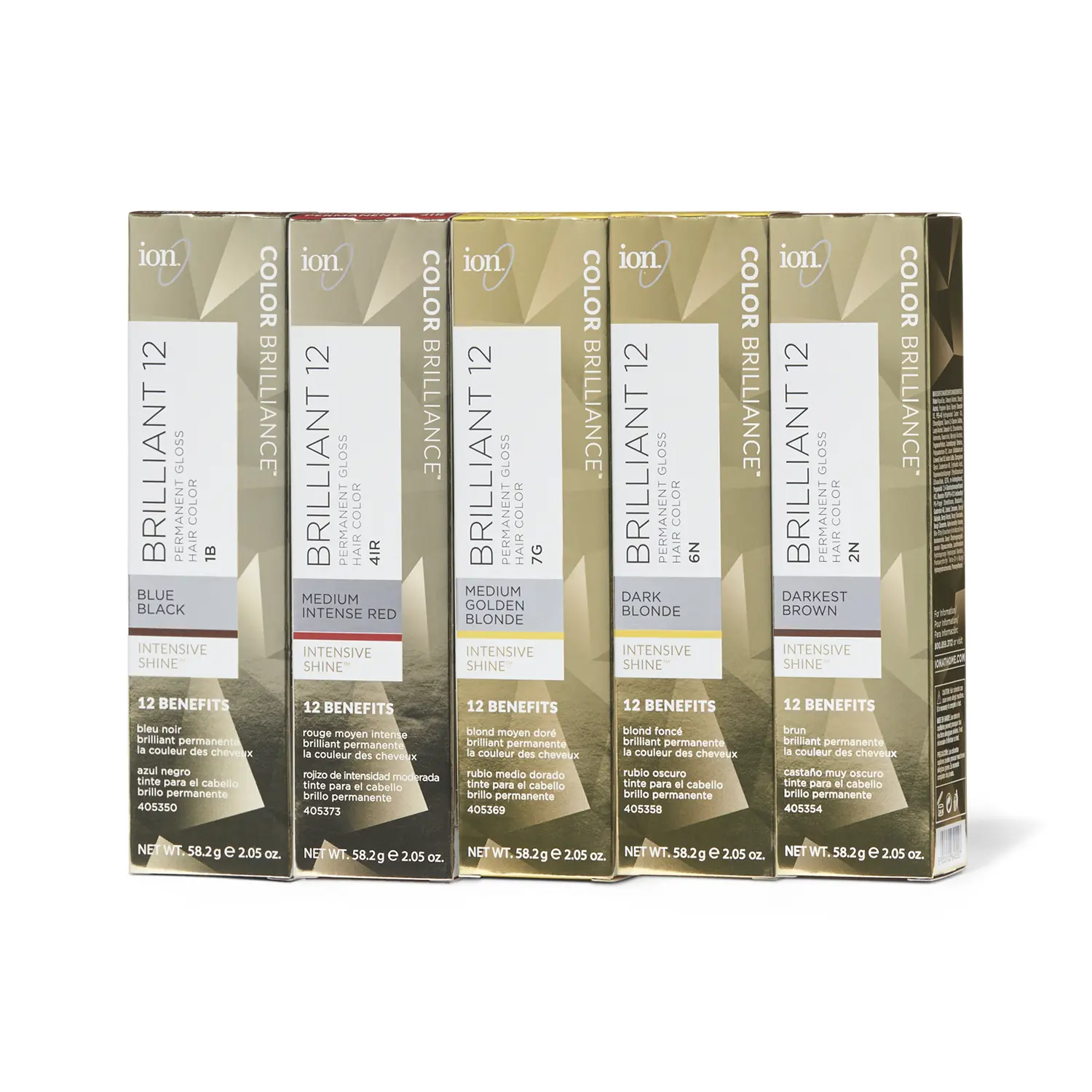 ion Brilliant 12 Pre-Mixed Color-Safe Permanent Glossy Hair Color - 2.05 Oz Gentle Conditioning Botanical Hair Care Formula, High Shine, Anti-Fade UV Protection, 100% Gray Coverage, PPD-Free, Hyaluronic Acid, Argan Oil, Vibrant Pigment, Pre-Mixed Permanen