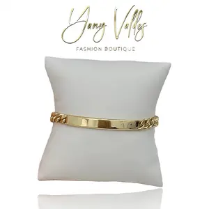 Fashion Boutique Gold Laminated Cuban Chain Bracelet 6.5 mm with Plaque Style