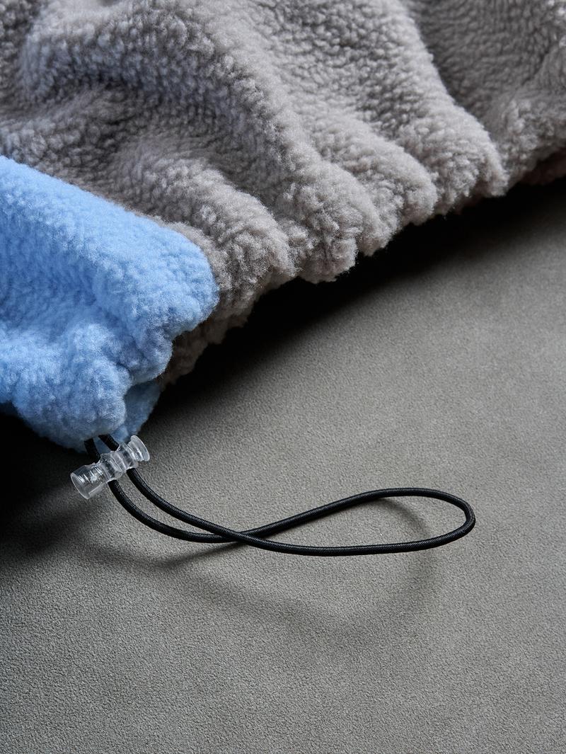 Men's Color Block Patchwork Hooded Long Sleeve Jacket Zip-Up Streetwear Fleece Cotton Jacket with Drawstring Hood