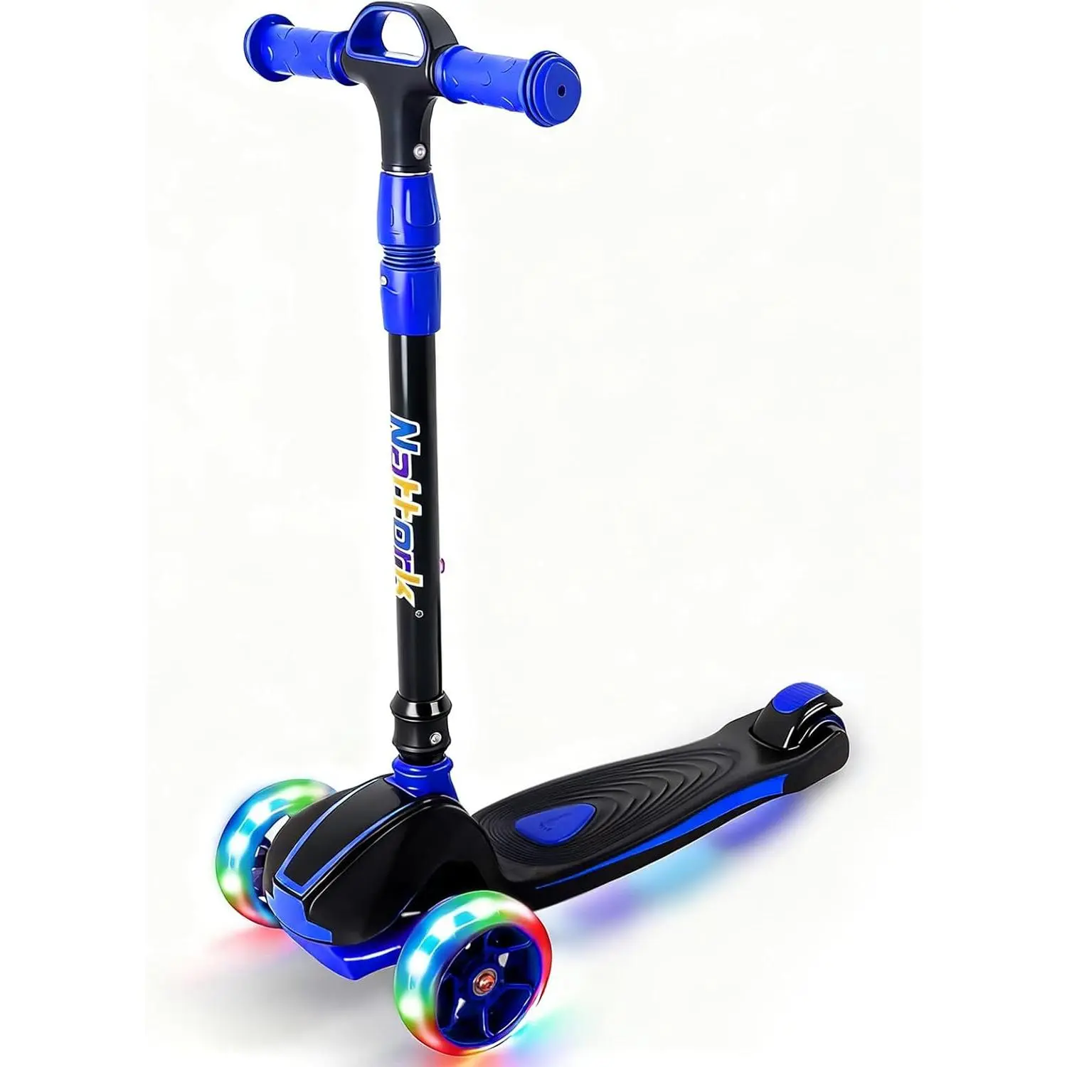 Nattork Kids Scooter for Age 3-8, Toddler Scooter with 4 Adjustable Height for Boys & Girls, Light Up 3-Wheels Foldable Kick Scooter, Lean to Steer, 120LB Weight Capacity