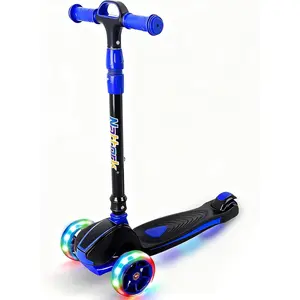 Nattork Kids Scooter for Age 3-8, Toddler Scooter with 4 Adjustable Height for Boys & Girls, Light Up 3-Wheels Foldable Kick Scooter, Lean to Steer, 120LB Weight Capacity