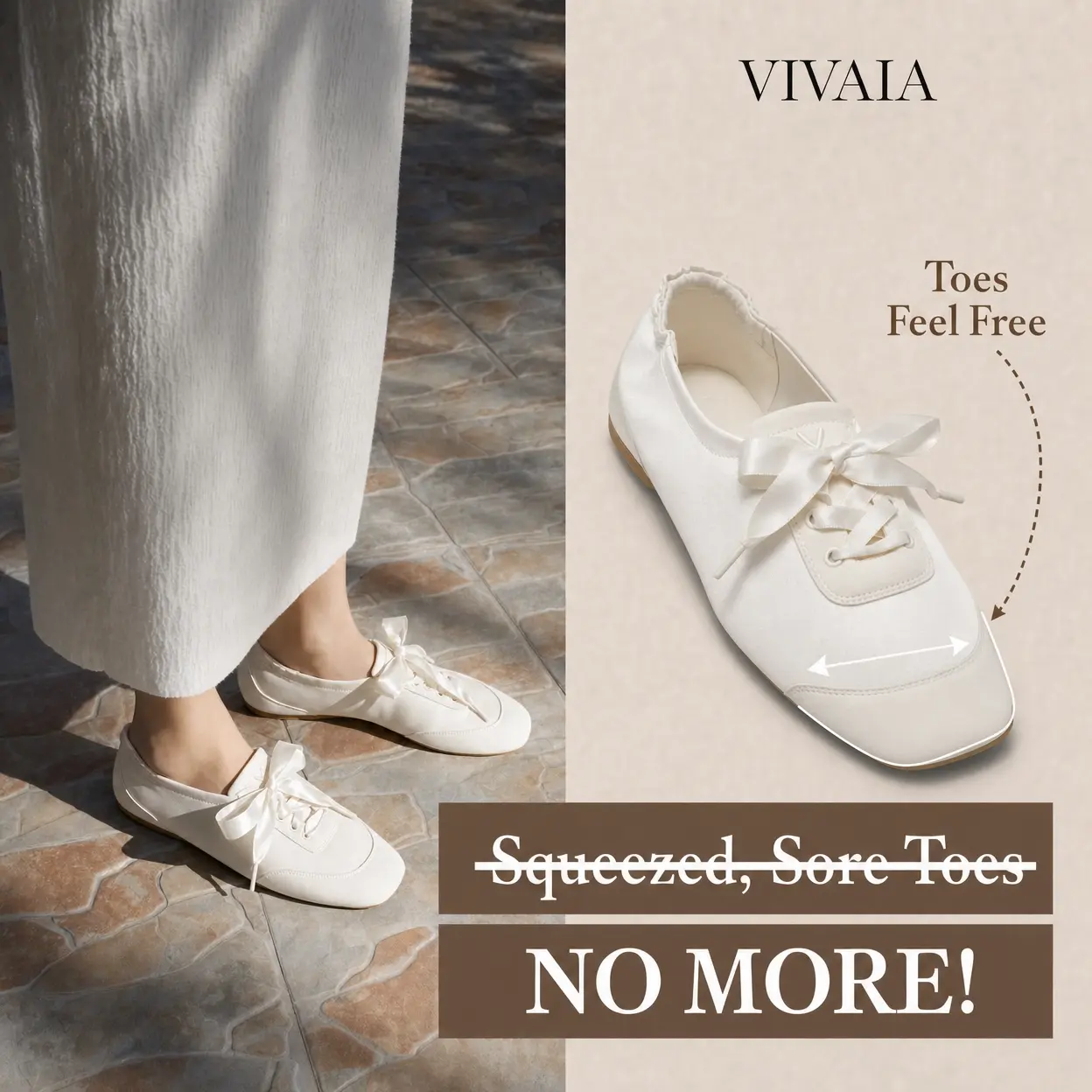 VIVAIA Women’s Square-Toe Satin Sneakerina, Lightweight Lace-Up Ballet Sneakers with Elastic Heel & Ribbon Laces for Back to School (Cristina), Walking Shoes, Streetwear Shoes, Footwear, Casual tiktokshopbacktoschool,back to school,back to school haul