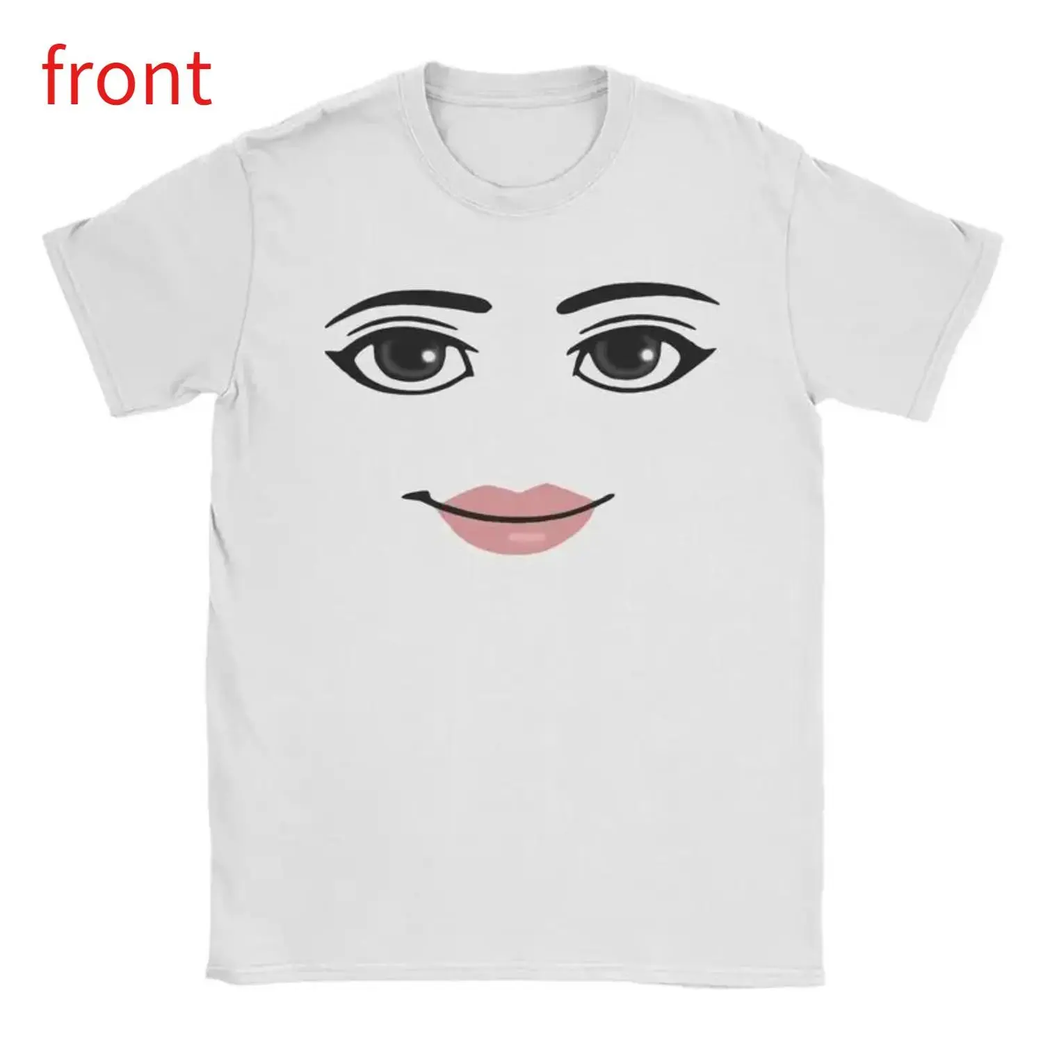 Stylish Round Neck Short Sleeve T Shirt for Summer Unique Harajuku Streetwear Robot Roblox Woman Face Gaming Themed Aesthetic Apparel Graphic tee