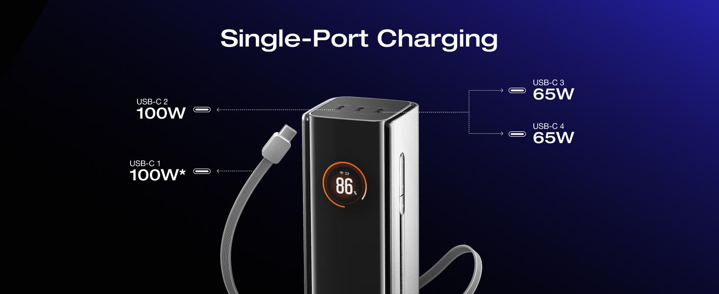 EcoFlow Rapid Pro Powerbank 20000mAh 230W Max Output with 100W Cable, 4-Port Portable Charger, Up to 120W Charging Power, Compatible with iPhone Series, Samsung, Laptop and More