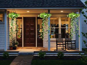 Solar Lights Outdoor 2025 NEW Release 66 LED  2 Pack Hanging Artificial Plants Fairy Lights, Garden Pathway Lights Ornaments Outdoor Lantern Mock Lime Twinkly String Lights, Pathway Lights, Perfect Gifts Presents for Mum Grandma