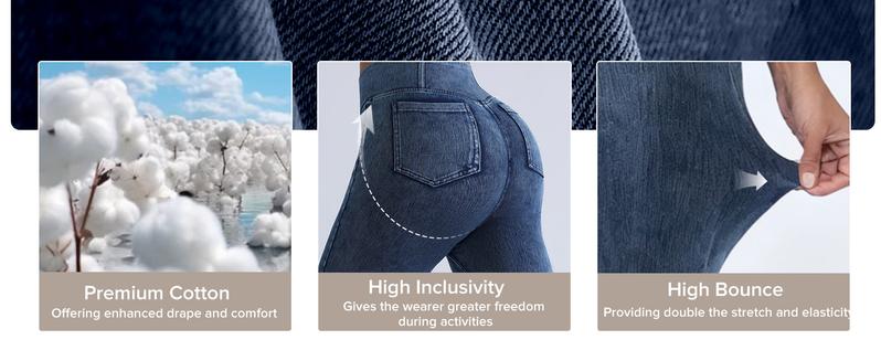 BRXL Jeans for Women Stretchy High Waisted Soft Crossover Jeggings Cotton Denim Leggings with Back Pockets Tummy Control Butt Lifting Comfort Fit No Gap Waistband All Day Wear for Casual Office Street Style Outfits-1