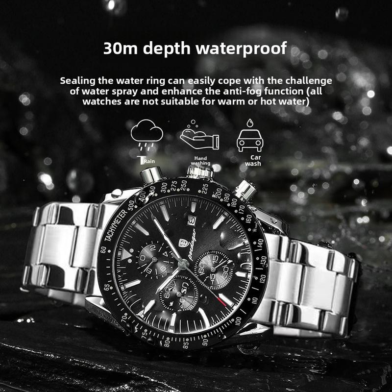 Luxury Men's Quartz Watch – Multifunctional Steel Strap with Countdown, Chronograph & Small Three-Hand Trendy All-match & Exquisite Watch for BirthdayGift with Box Modern Fashionable Wristwatch