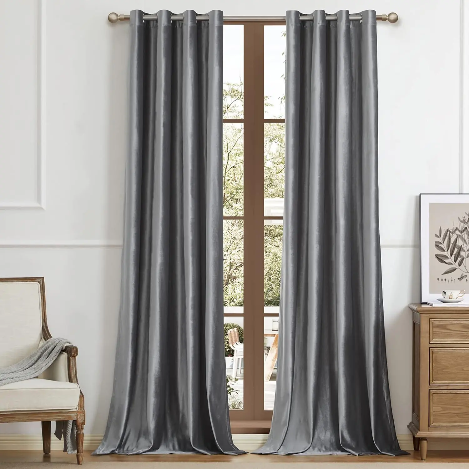 1pc Swan Velvet Italian Fabric Home Decorative Curtain, Ready-To-Use Fully Lined with Eyelet Rings, Elegant Home Decor, Soft Touch Material, Heavy Window Curtain, Ready Made Curtains