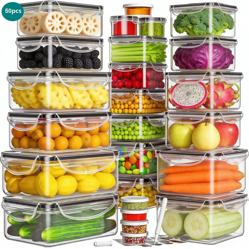 40/42/50/52 pcs Large Airtight Food Storage Containers & lids Reusable Leak-Proof Stackable BPA-Free Snacbox Containers, Kitchen, Utensils