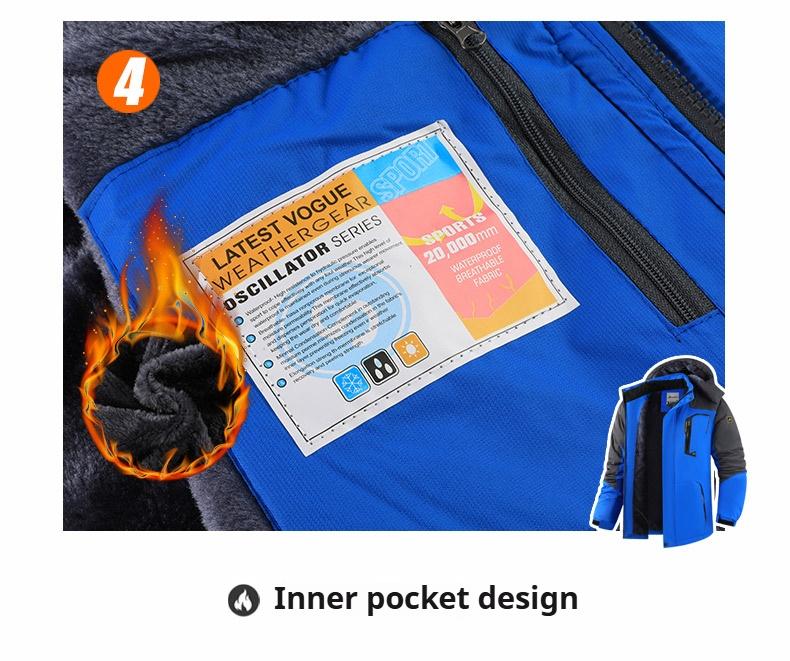 Men's Warm Fleece Outdoor Mountain Hooded Winter Jacket Windproof & Warm Fleece Lined Regular Fit Casual Long Sleeve Front Zipper Coat with Pockets Suitable for Autumn and Winter