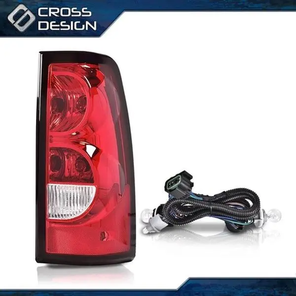 CROSSDESIGN 1pc Right Side Red Rear Taillight Assembly - Brake & Reverse Light for 03-06 Silverado 1500,2500,3500 HD - Car Lighting Upgrade & Mod Component, Rear Taillights