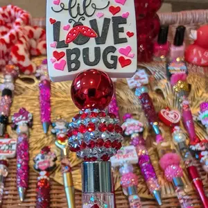 Valentine's Day Snowglobe Pens- Gorgeous custom hand-made pens filled with heart glitter, rhinestones and iridescent glitter! Any order $30+ gets 3 FREE Gifts as well as shipping included! Choose your favorites today at PittiesandPens
