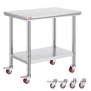 VEVOR Stainless Steel Work Table 36x24 Inch with 4 Wheels Commercial Food Prep Worktable with Casters Heavy Duty Work Table for Commercial Kitchen Restaurant VEVOR Super Brand Day