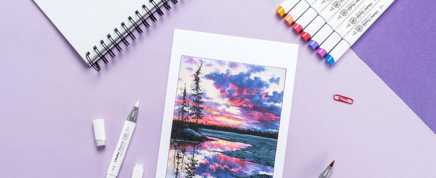 Ohuhu Alcohol Markers: Brush & Fine / Chisel - 104-color - Double Tipped Alcohol Based Art Marker Set for Artists Adults Coloring Illustration - Refillable - Honolulu & B Series of Ohuhu - Women's Day Gift