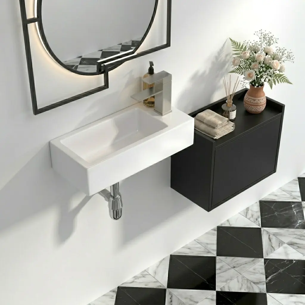 Logmey 14.5" L x 7" W Wall Mounted Bathroom Sink Rectangular Wall Hung White Ceramic Sink with Faucet Hole,Small Bathroom Makeover,Perfect for Small Bathrooms,Home Improvement Finds,bathroom remodel,bathroom upgrade,Small Bathroom Sink,