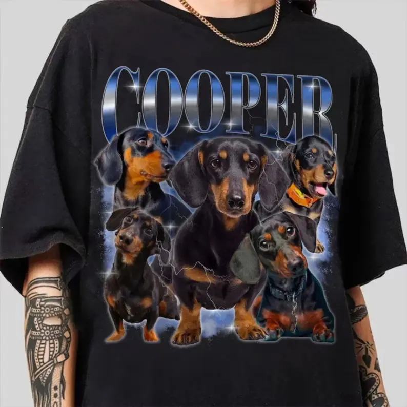 Custom Retro Dog Bootleg Shirt with Pet Photo - Men's Top for Pet Lovers - Printed, Womenswear custom  shirt  women