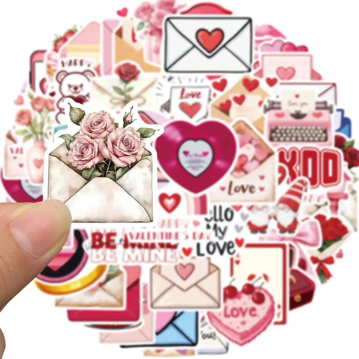 Love Theme Scrapbook Sticker, 50pcs/set Romantic Heart & Rose & Letter Pattern Sticker, DIY Decorative Sticker for Scrapbooking, Journaling, Gift Wrapping, Art Stickers, Envelope Stickers, Sticker Collage Pack, Sticker Haul, Scrapbook Accessories