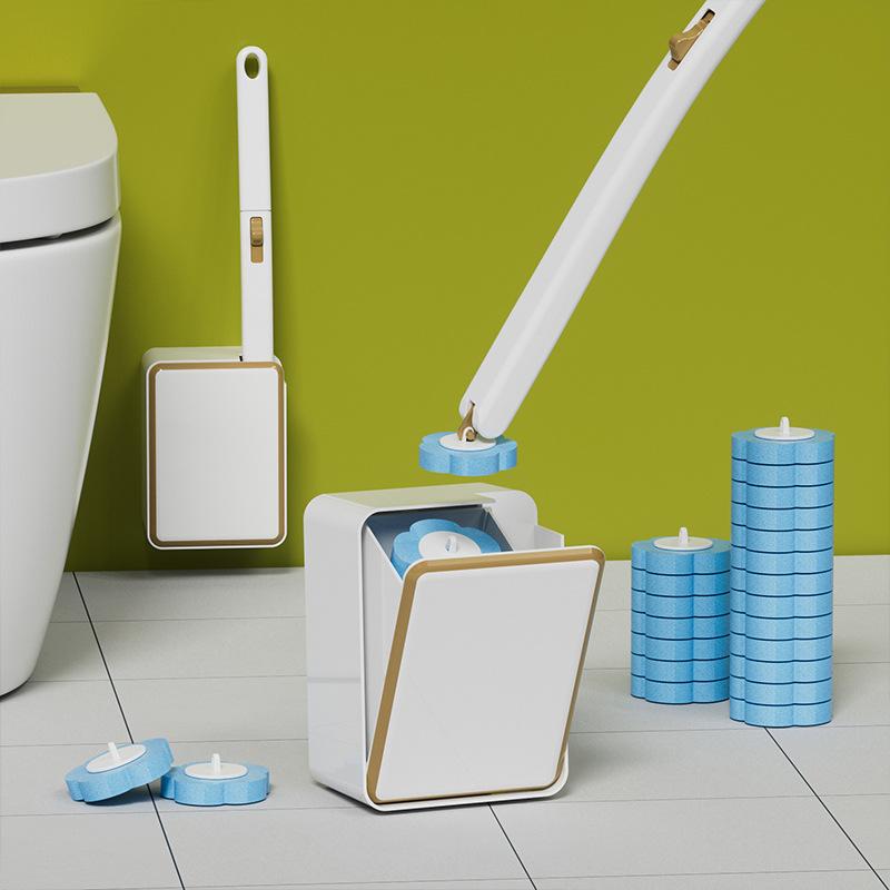 Nifogo Toilet Brush, Wall-Mount Holder & 24PCS Cleaner Refills, Multifunctional Bathroom Cleaning Kit, Works for Toilet Sink Bathtub Drain, Suitable for Basin & Urinal Cleaning
